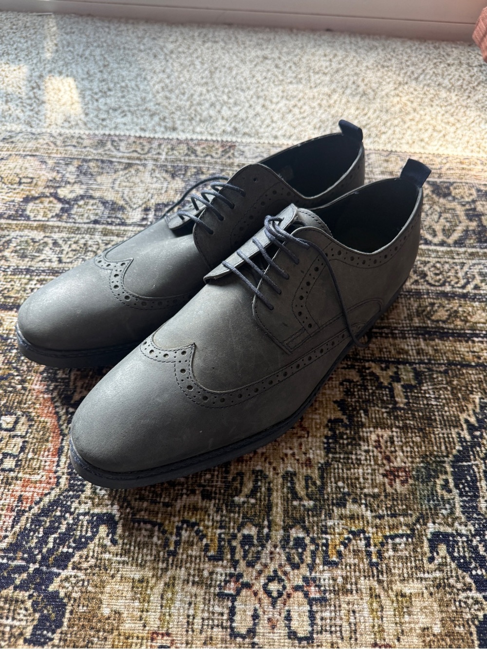 ASOS DESIGN grey faux-suede wingtip derby shoes Men’s Dress Shoes 11